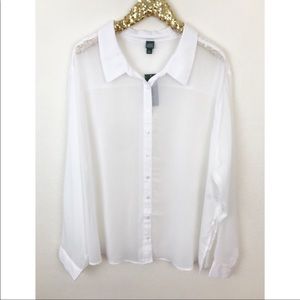 NWT Wild Fable Sheer White Button Down Shirt 4X